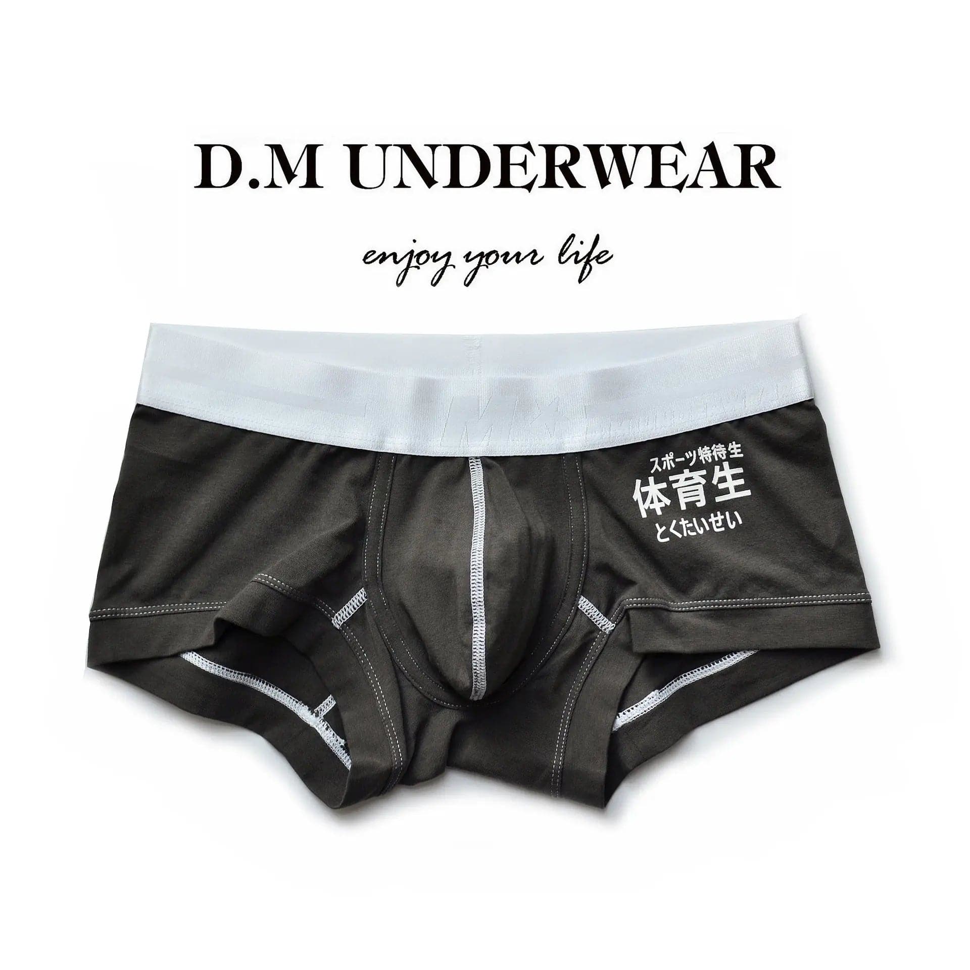 D.M Men's Underwear Low Waist Solid Color Letter Boxers Cotton D.M UNDERWEAR