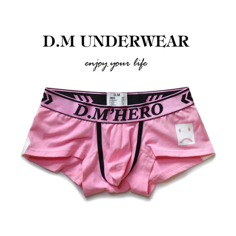 D.M Men's Underwear Low Waist Sexy Cartoon Smiley Boxers D.M UNDERWEAR