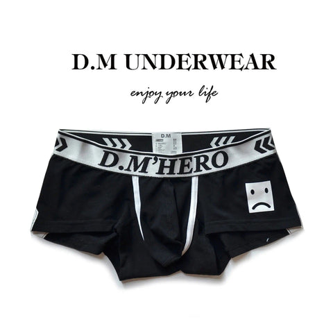 D.M Men's Underwear Low Waist Sexy Cartoon Smiley Boxers D.M UNDERWEAR