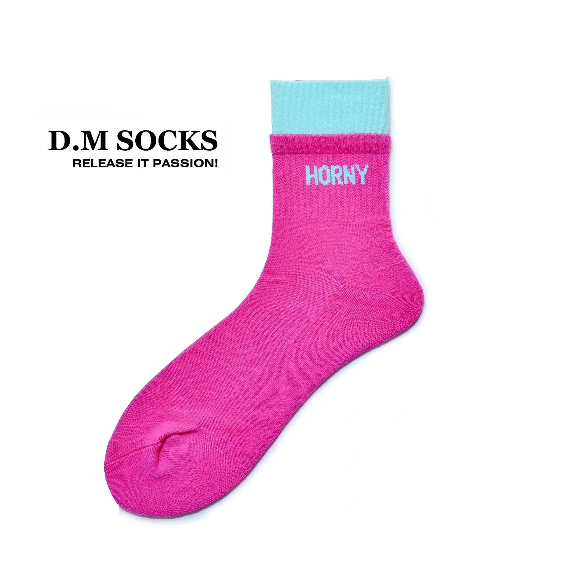 D.M Men's Socks Tube Socks Color Matching Terry Sports Letters D.M UNDERWEAR