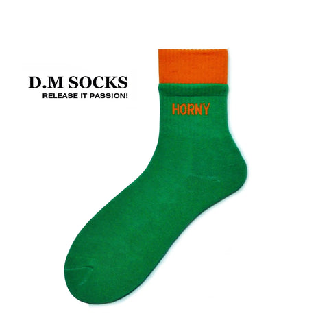 D.M Men's Socks Tube Socks Color Matching Terry Sports Letters D.M UNDERWEAR