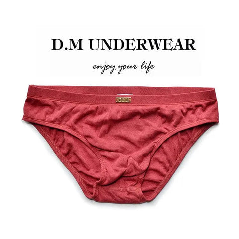 D.M Men's Briefs Simple Style Metal Label D.M UNDERWEAR