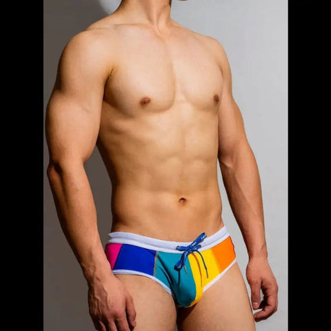 D.M Men's Swimming  Briefs Trendy Rainbow D.M UNDERWEAR